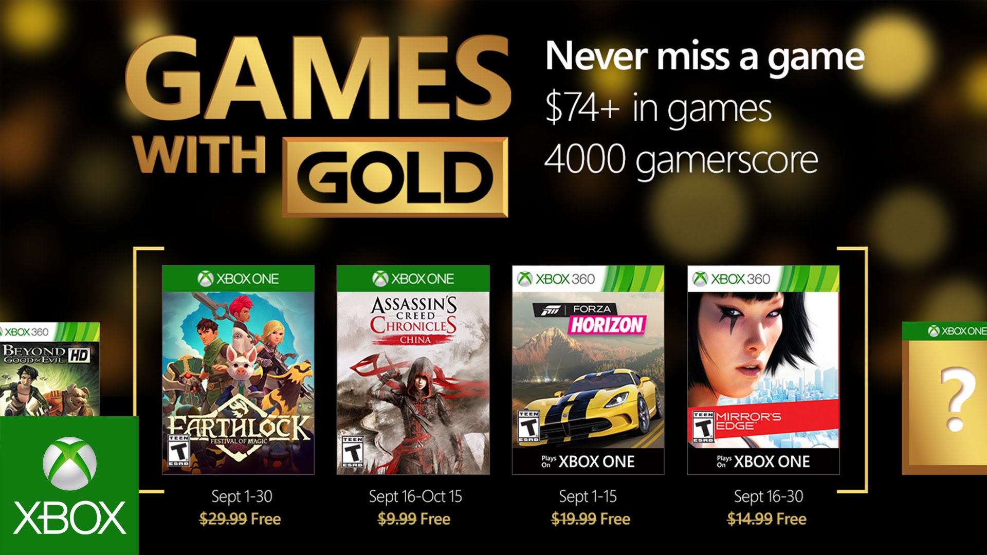 Games with Gold voor september bekend